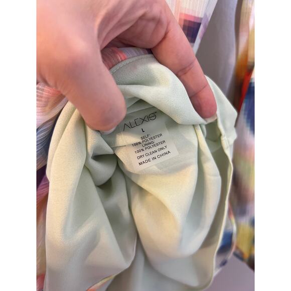 NWT Alexis Leonie Belted Abstract-Print Mini Dress Iridescent Size: Large - Picture 8 of 10